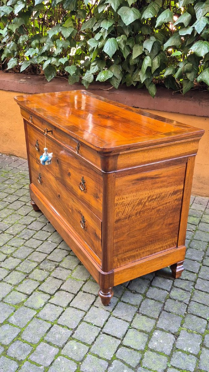 Commode cappuccino ancienne en noyer avec rainure-photo-4