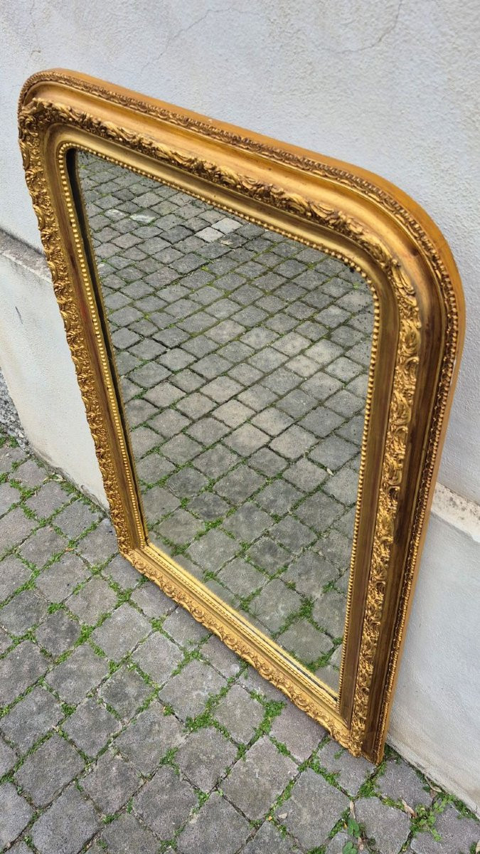 Antique Gilded Tray Mirror With Decorated Frame-photo-1