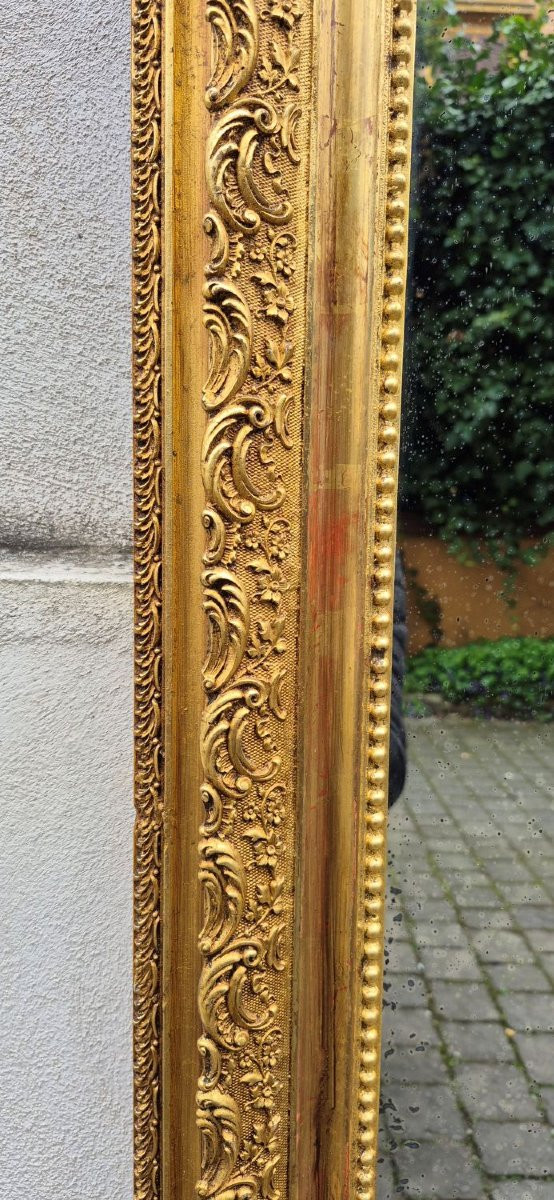 Antique Gilded Tray Mirror With Decorated Frame-photo-3