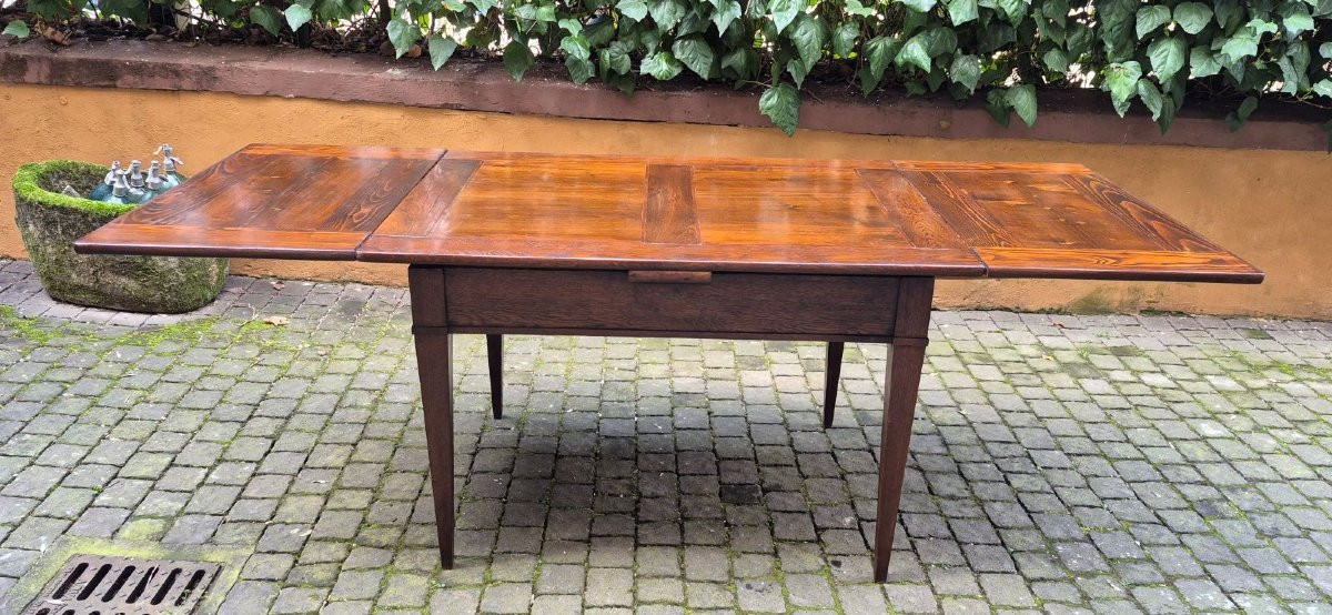 Table extensible ancienne du XIXe siècle avec pieds à broches-photo-2