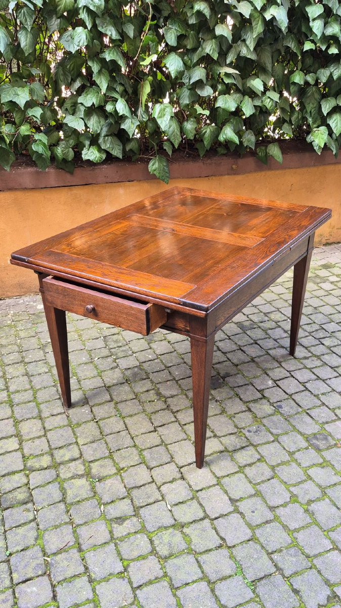 Table extensible ancienne du XIXe siècle avec pieds à broches-photo-4