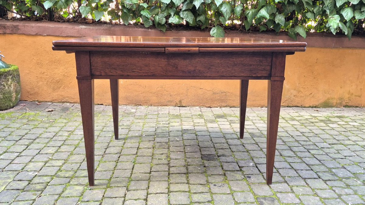 Table extensible ancienne du XIXe siècle avec pieds à broches-photo-1