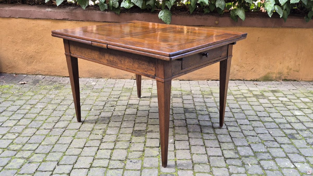 Table extensible ancienne du XIXe siècle avec pieds à broches-photo-3