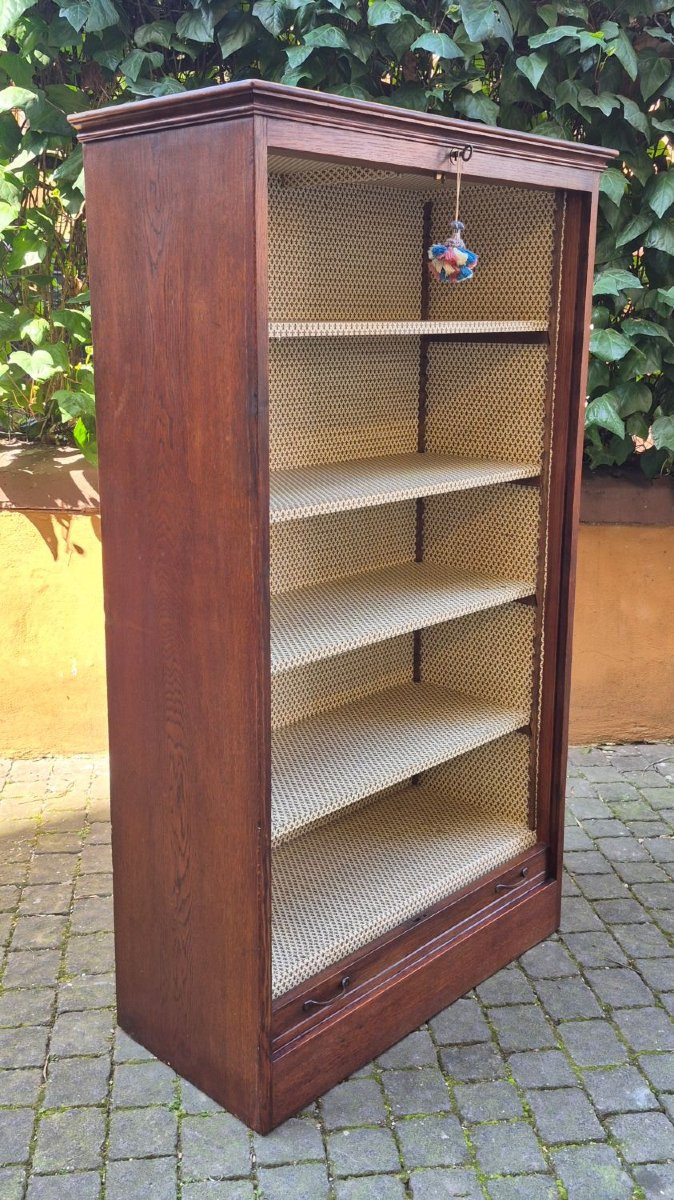 Antique Oak Shutter Cabinet-photo-2