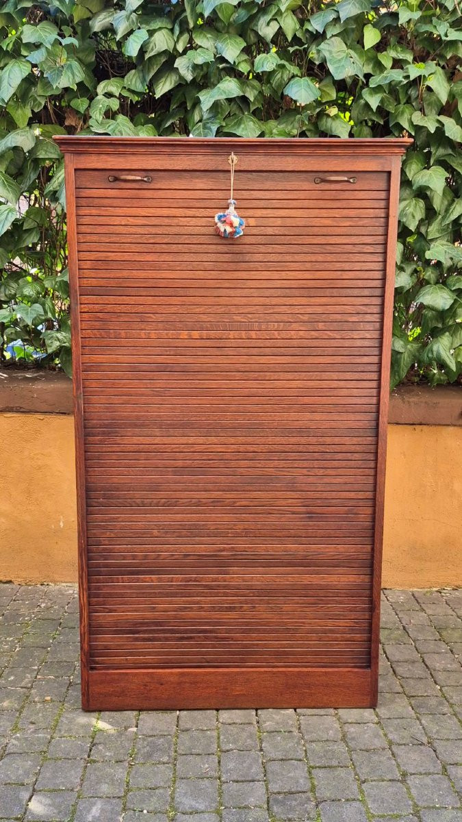 Antique Oak Shutter Cabinet-photo-3