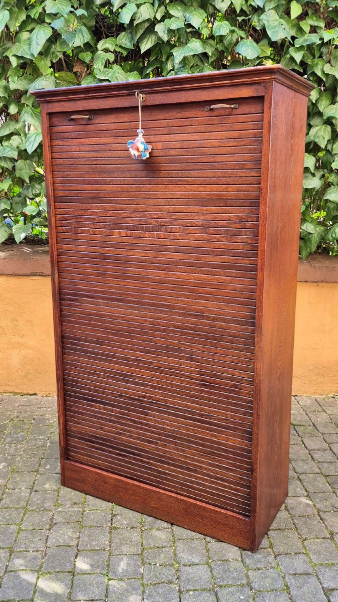 Antique Oak Shutter Cabinet-photo-4