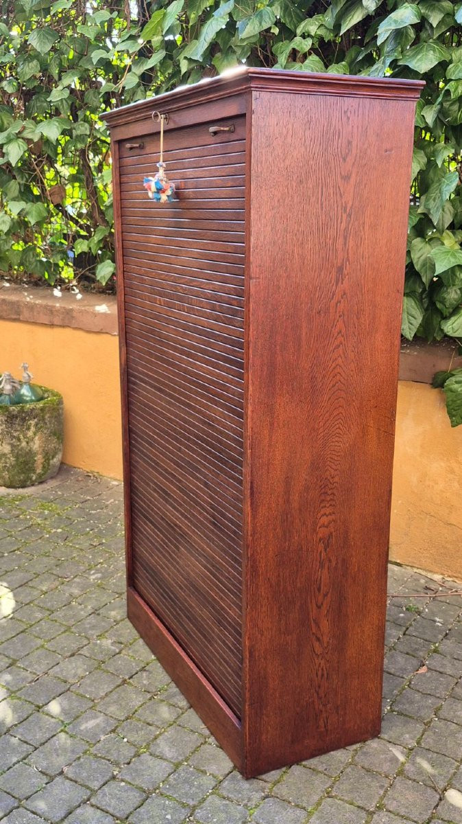 Antique Oak Shutter Cabinet-photo-4