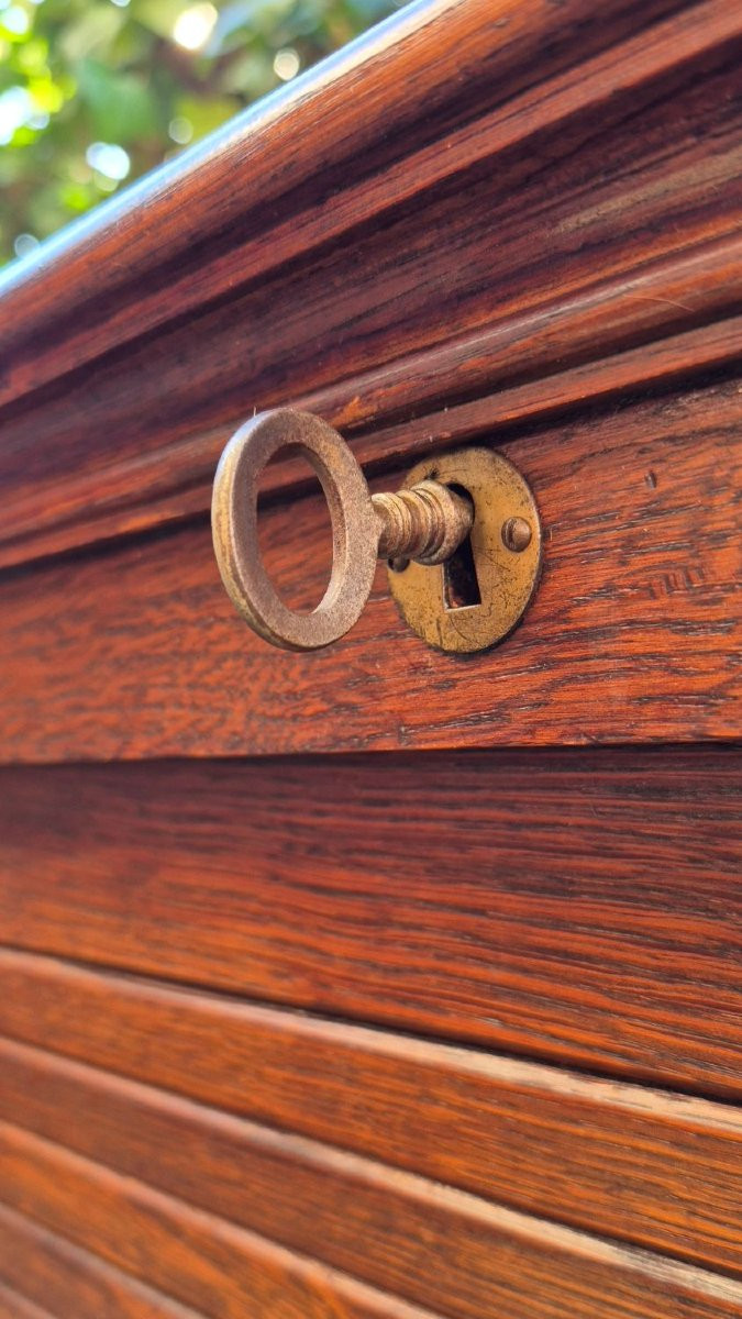 Antique Oak Shutter Cabinet-photo-5