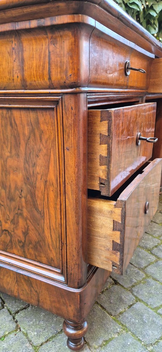 Antique Louis Philippe Desk Veneered In Walnut And Briar Root With Groove-photo-3