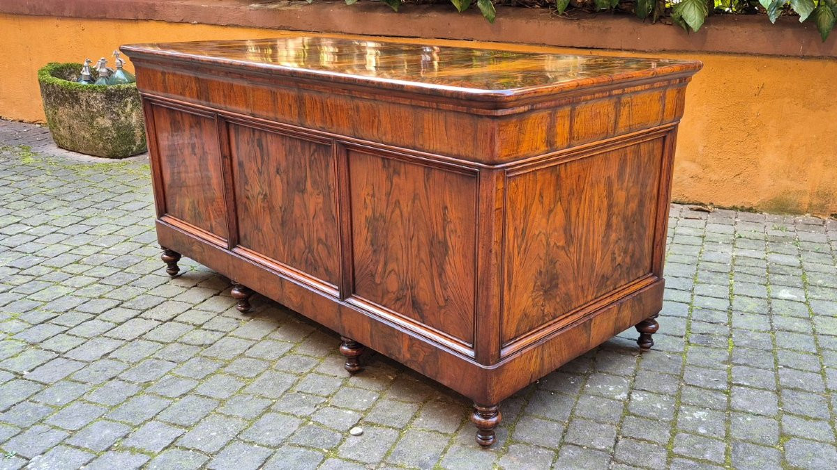Antique Louis Philippe Desk Veneered In Walnut And Briar Root With Groove-photo-8