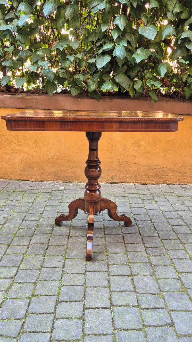 Table rectangulaire ancienne de Rolo, incrustations de mercure-photo-1