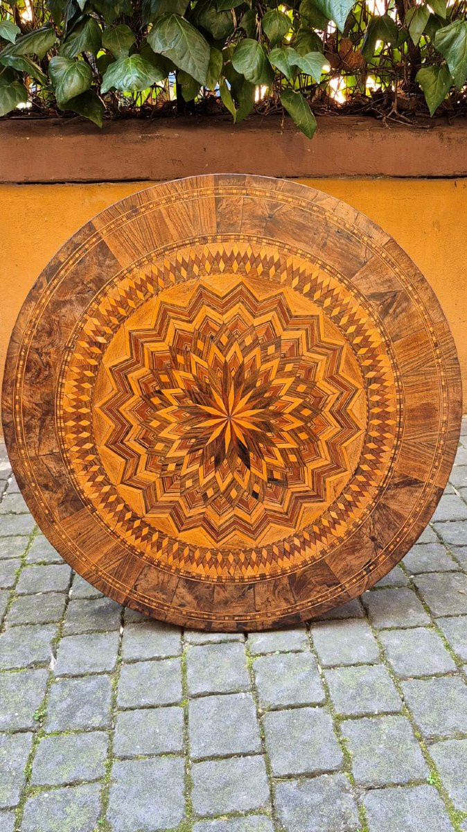 Table Rolo ronde ancienne incrustée-photo-4