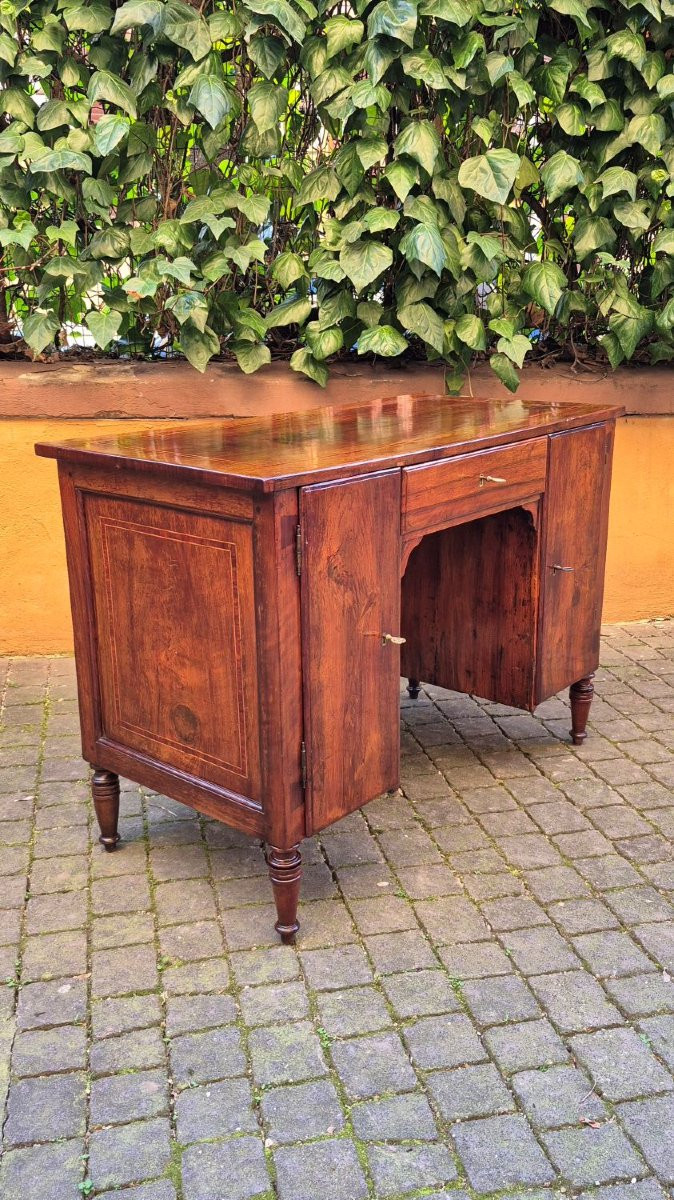 Petit bureau ancien Louis XVI incrusté-photo-4