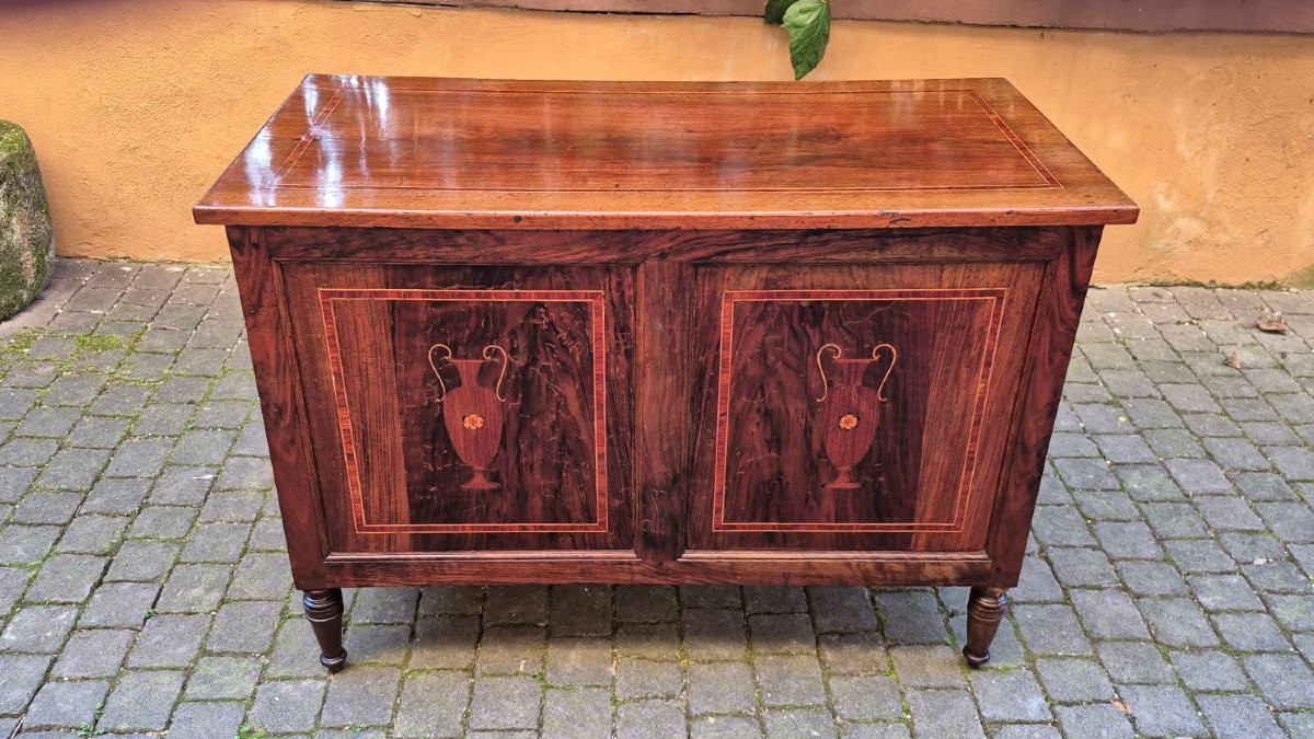 Petit bureau ancien Louis XVI incrusté-photo-4