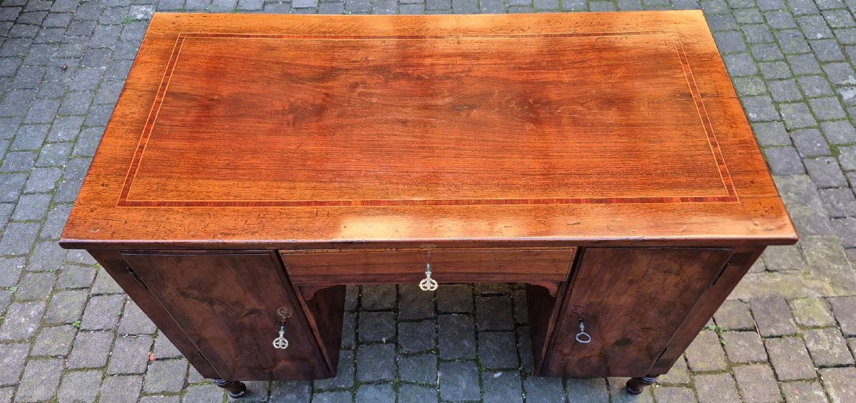 Petit bureau ancien Louis XVI incrusté-photo-6