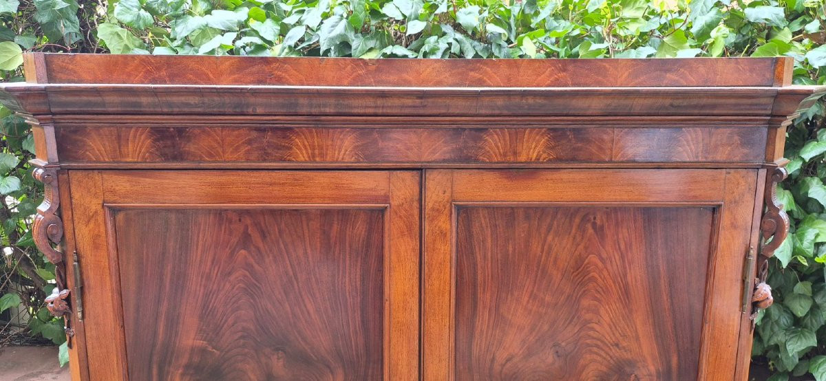 Antique Emilian Walnut Wardrobe With Carved Garlands-photo-4