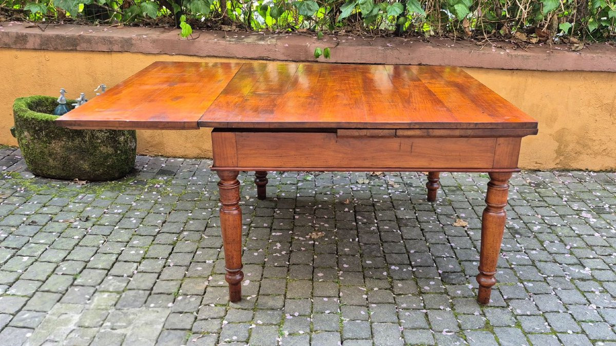 Table carrée extensible ancienne d'Emilia en bois de cerisier-photo-3