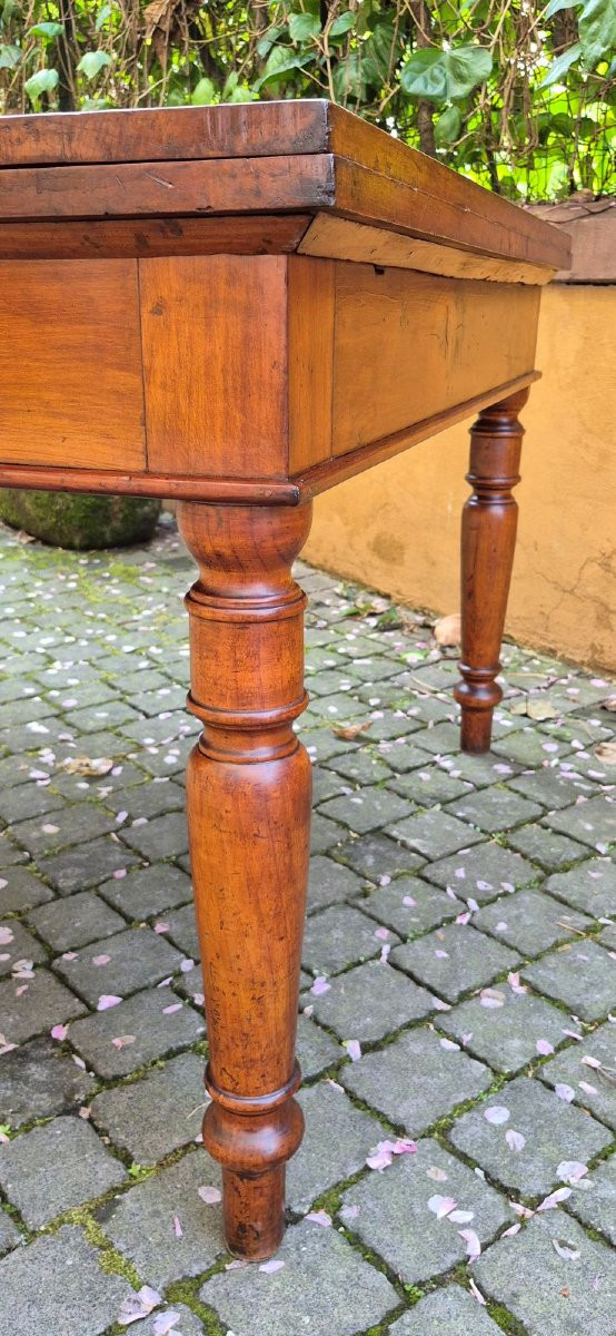 Table carrée extensible ancienne d'Emilia en bois de cerisier-photo-5