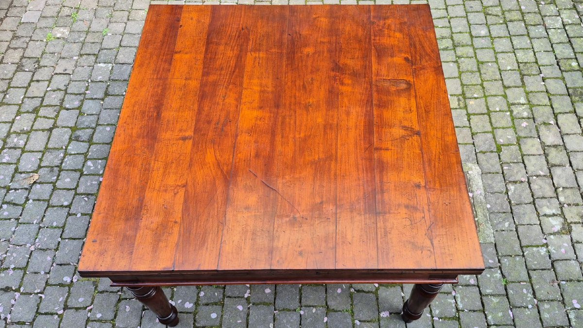 Table carrée extensible ancienne d'Emilia en bois de cerisier-photo-6
