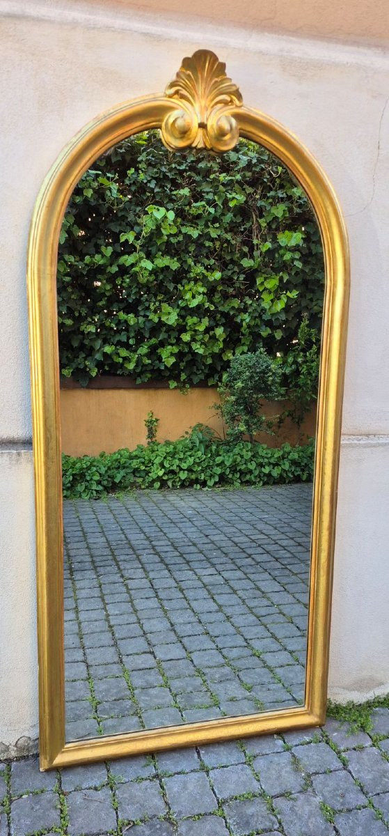 Narrow Antique Mirror With A Cornice-photo-2