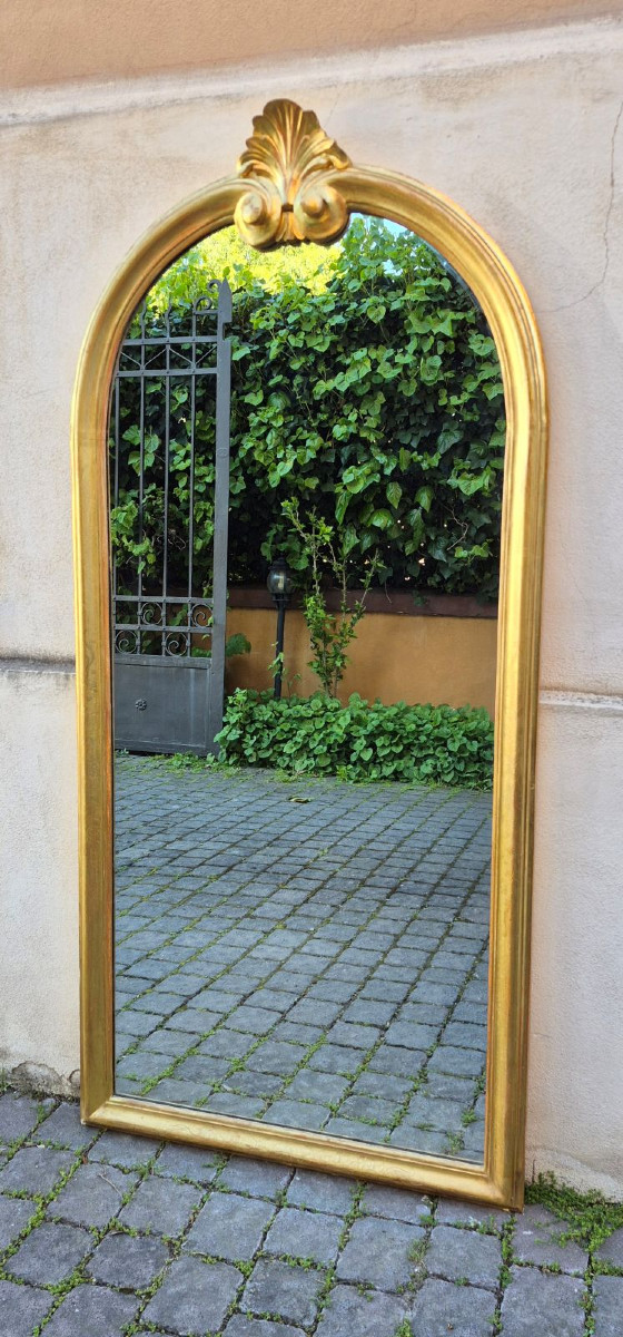 Narrow Antique Mirror With A Cornice
