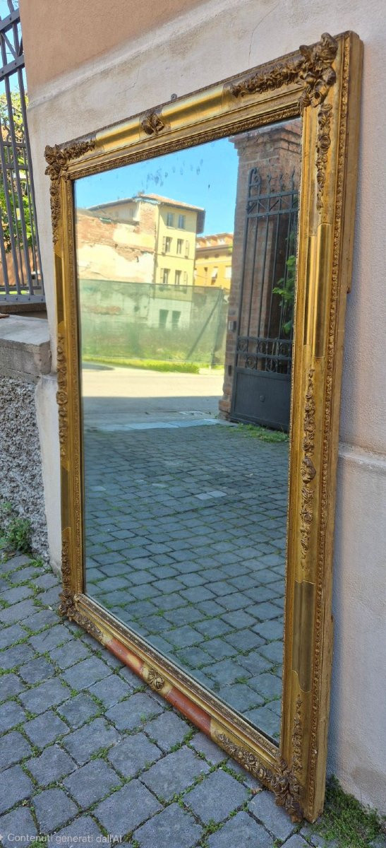 Miroir rectangulaire ancien de style Louis-Philippe en bois doré-photo-1