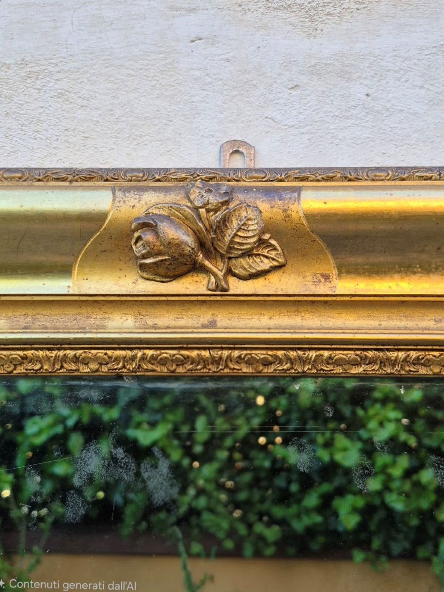 Miroir rectangulaire ancien de style Louis-Philippe en bois doré-photo-2