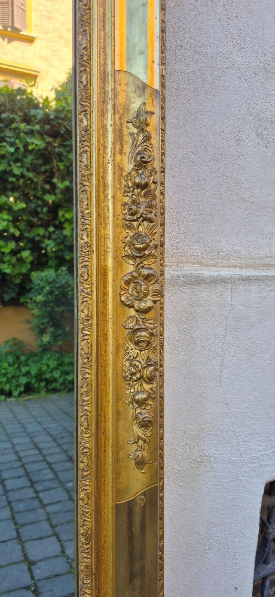 Miroir rectangulaire ancien de style Louis-Philippe en bois doré-photo-3