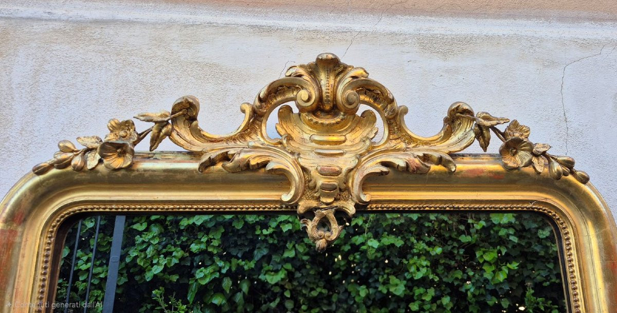 Miroir ancien en bois doré avec motif de scorpion au dos-photo-4