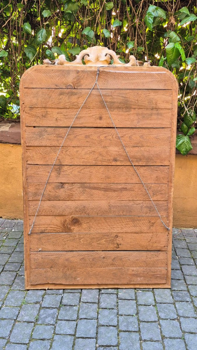 Miroir ancien en bois doré avec motif de scorpion au dos-photo-3