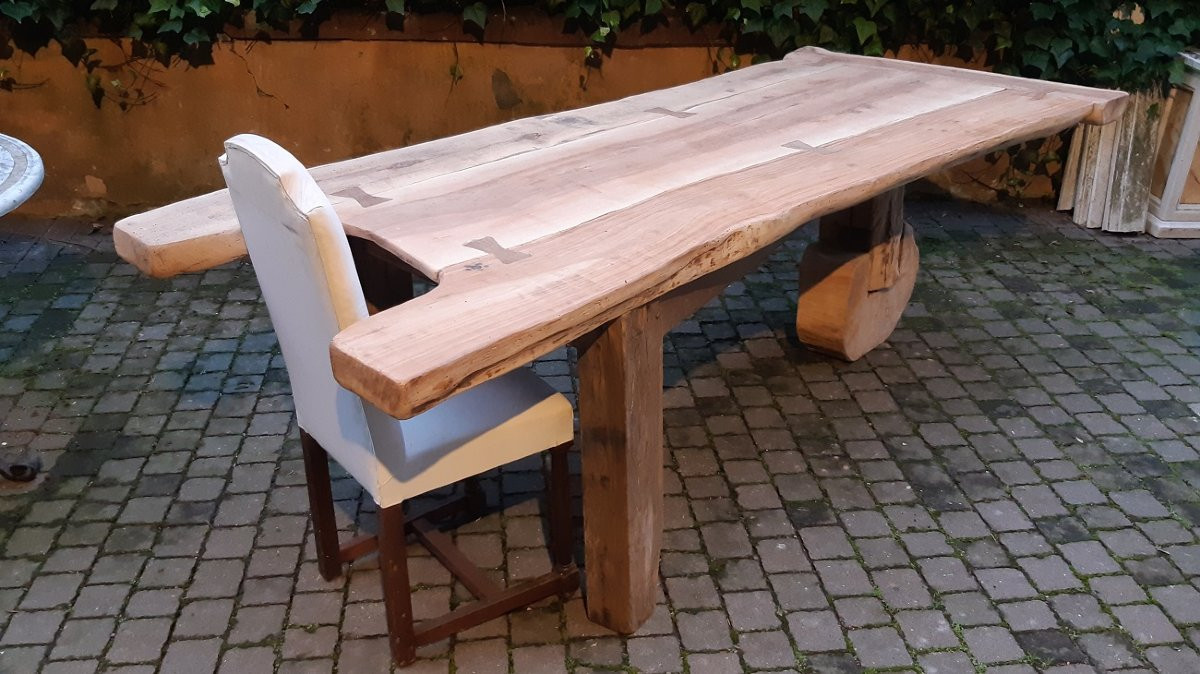 Antique Dining Table Made Of Walnut, Cherry, And Oak, From Tuscany-photo-2