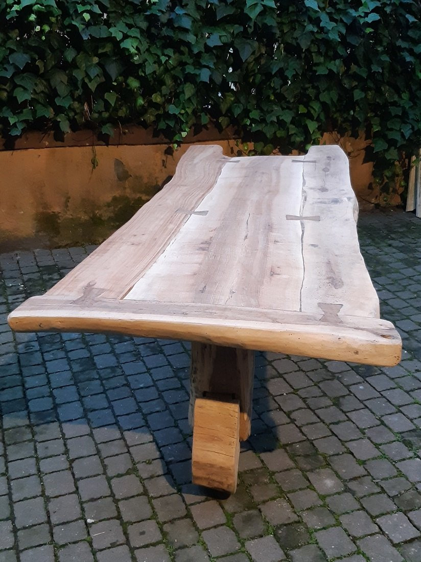 Antique Dining Table Made Of Walnut, Cherry, And Oak, From Tuscany-photo-1