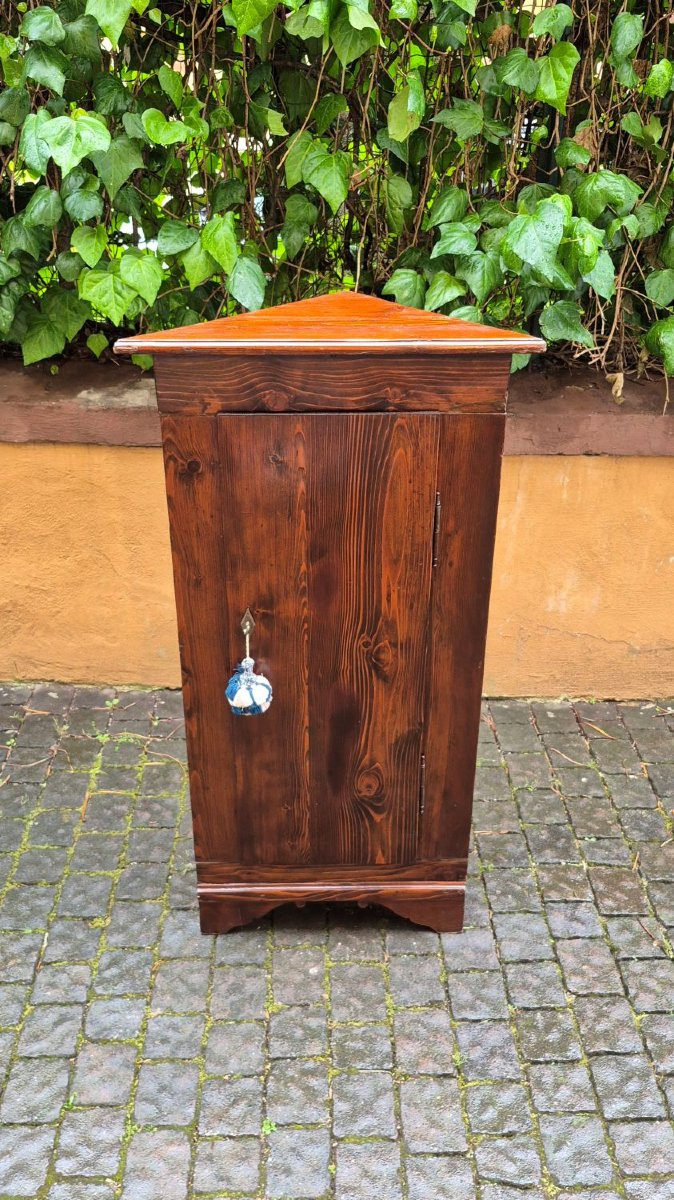 Petit meuble d'angle ancien en pin-photo-2