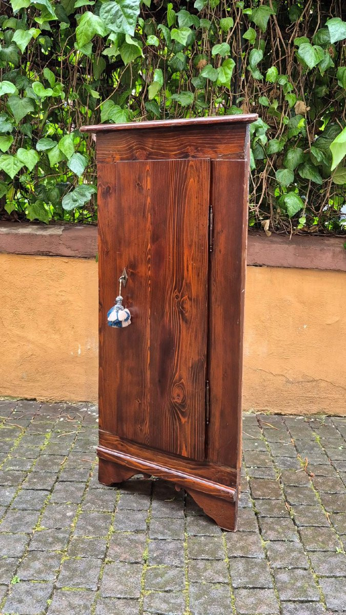 Petit meuble d'angle ancien en pin-photo-2