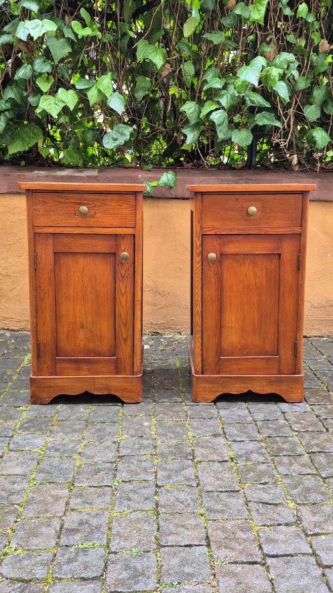 Pair Of Antique 19th-century Oak Nightstands-photo-2