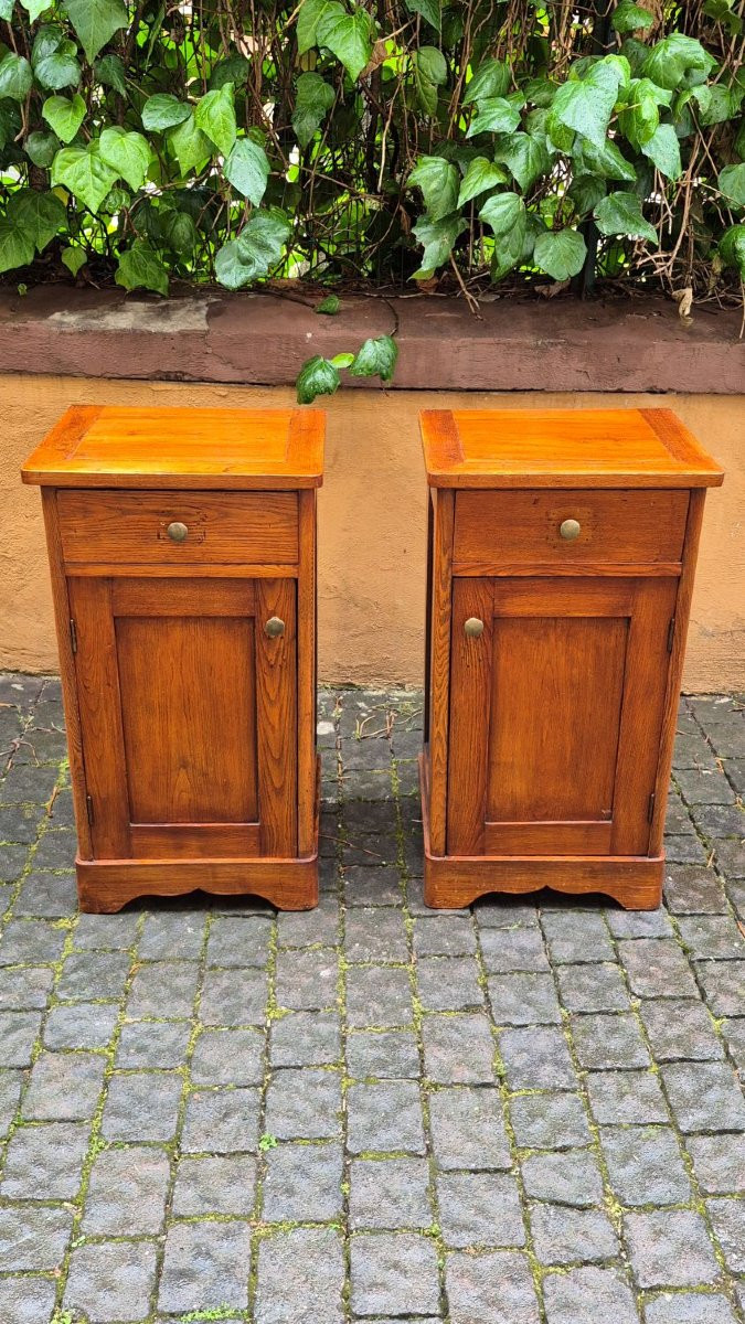 Pair Of Antique 19th-century Oak Nightstands-photo-3