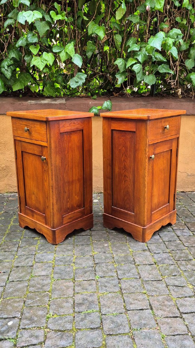 Pair Of Antique 19th-century Oak Nightstands-photo-1