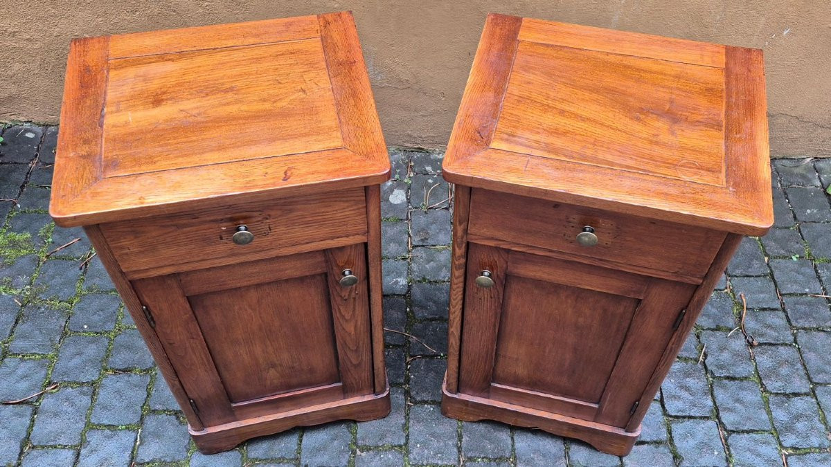 Pair Of Antique 19th-century Oak Nightstands-photo-4