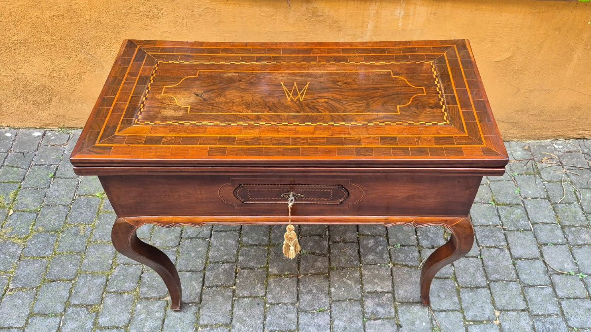 Antique 18th-century Louis XV-style Inlaid Game Table From Emilia-photo-2