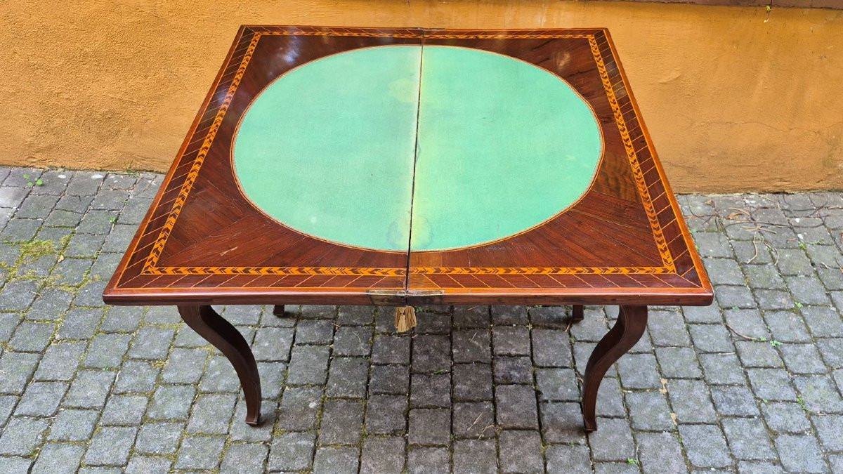 Antique 18th-century Louis XV-style Inlaid Game Table From Emilia-photo-4