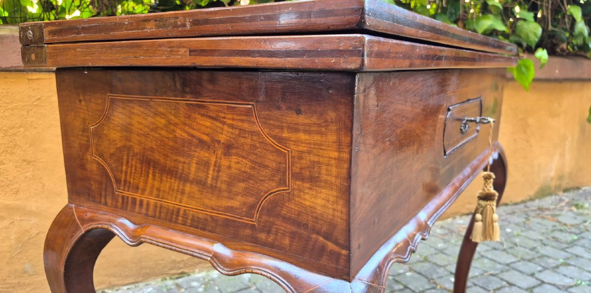 Antique 18th-century Louis XV-style Inlaid Game Table From Emilia-photo-4