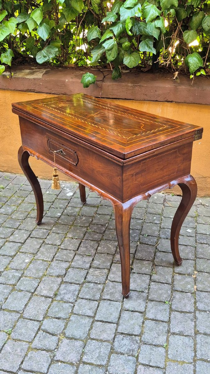 Antique 18th-century Louis XV-style Inlaid Game Table From Emilia-photo-6