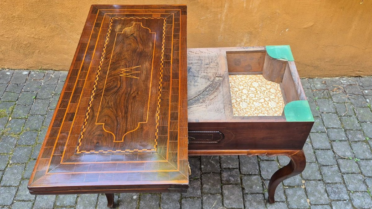 Antique 18th-century Louis XV-style Inlaid Game Table From Emilia-photo-7