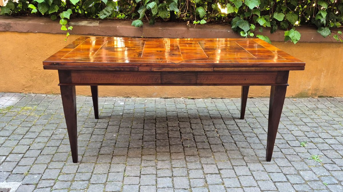 Antique 19th-century Extendable Walnut Slab-top Table In The Louis XVI Style-photo-2