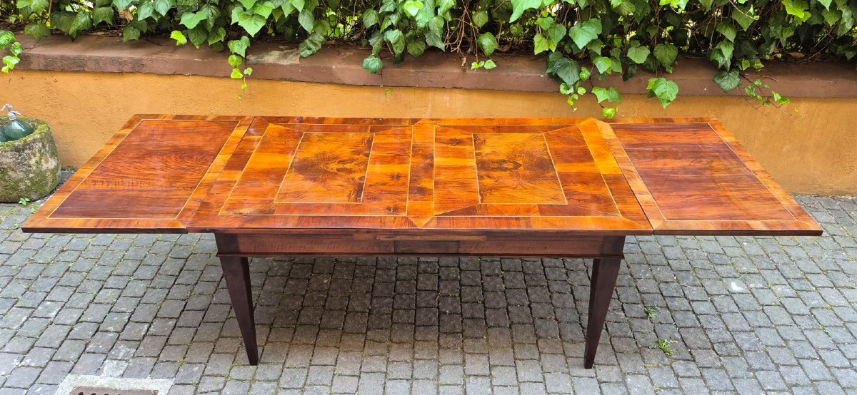 Antique 19th-century Extendable Walnut Slab-top Table In The Louis XVI Style-photo-3