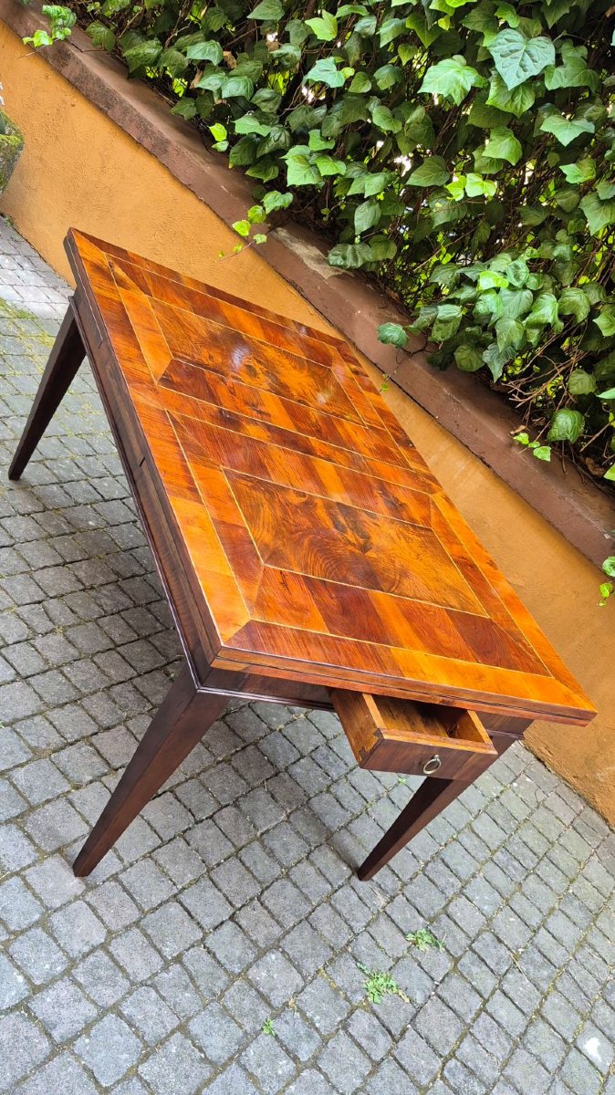 Antique 19th-century Extendable Walnut Slab-top Table In The Louis XVI Style-photo-3