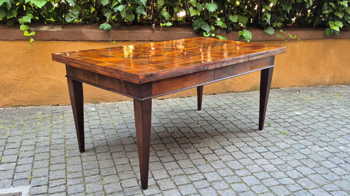 Antique 19th-century Extendable Walnut Slab-top Table In The Louis XVI Style-photo-4