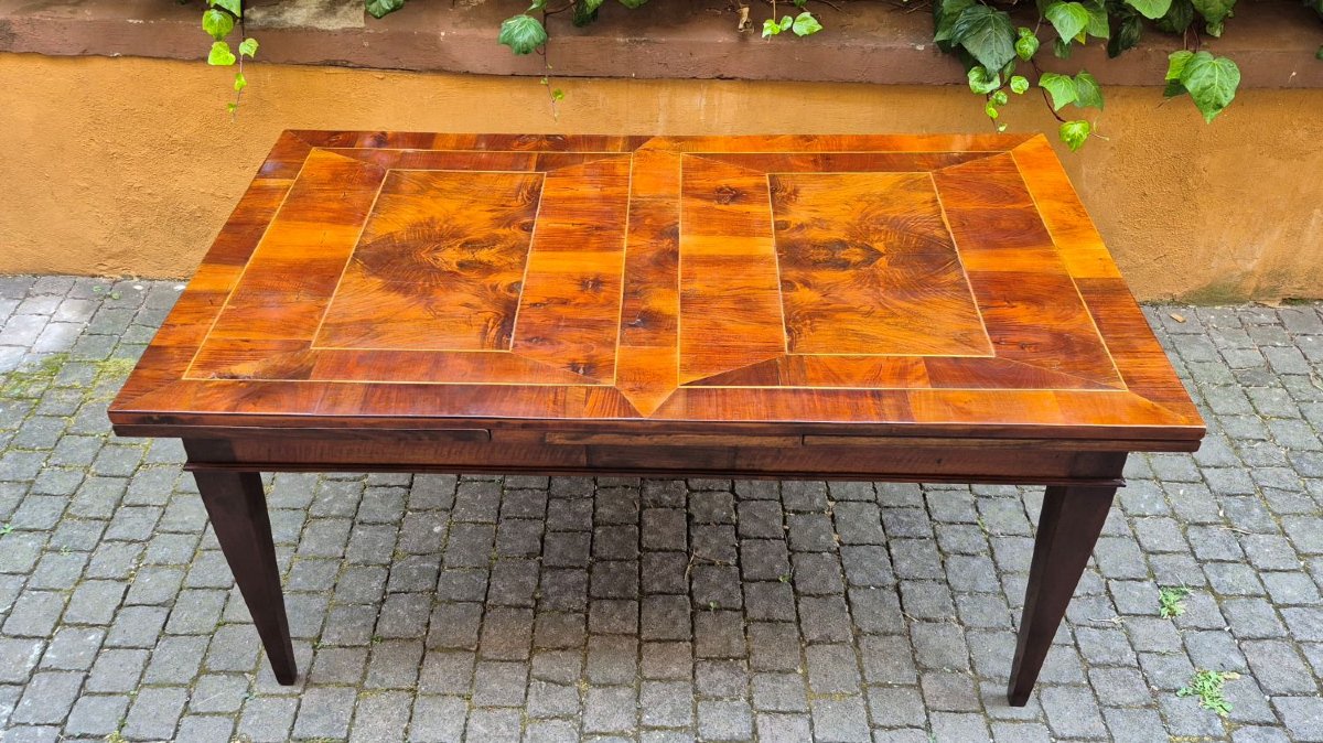 Antique 19th-century Extendable Walnut Slab-top Table In The Louis XVI Style