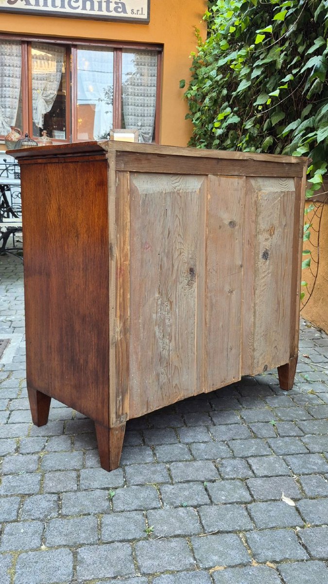 Petite commode ancienne du XIXe siècle en placage, de style Louis XVI.-photo-6