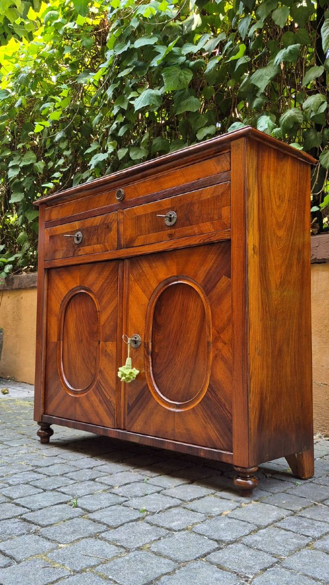 Buffet étroit ancien en placage de noyer-photo-4